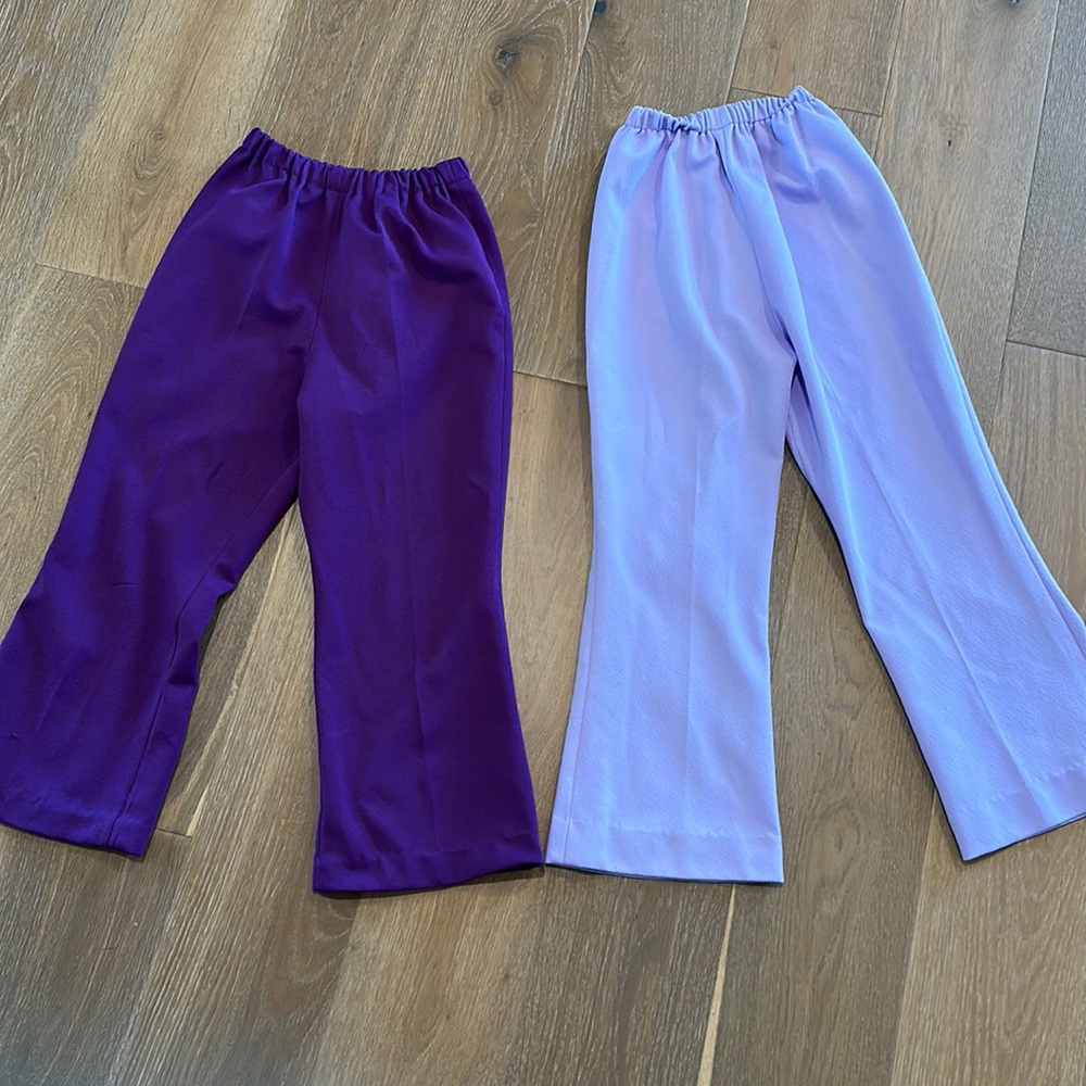 Home made, elastic waist, high-rise, flared bottom pants